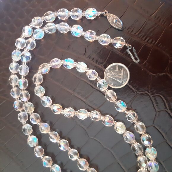 1950's Aurora Borealis Crystal Necklace 30 Inch Vintage - Picture 12 of 13